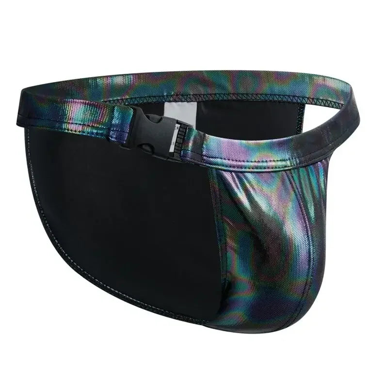 Sexy Briefs Men's Faux Leather Male Bikini Gay Men Underwear Brief Gay Sissy Bulge Pouch Panties PU Patent Leather Underpants