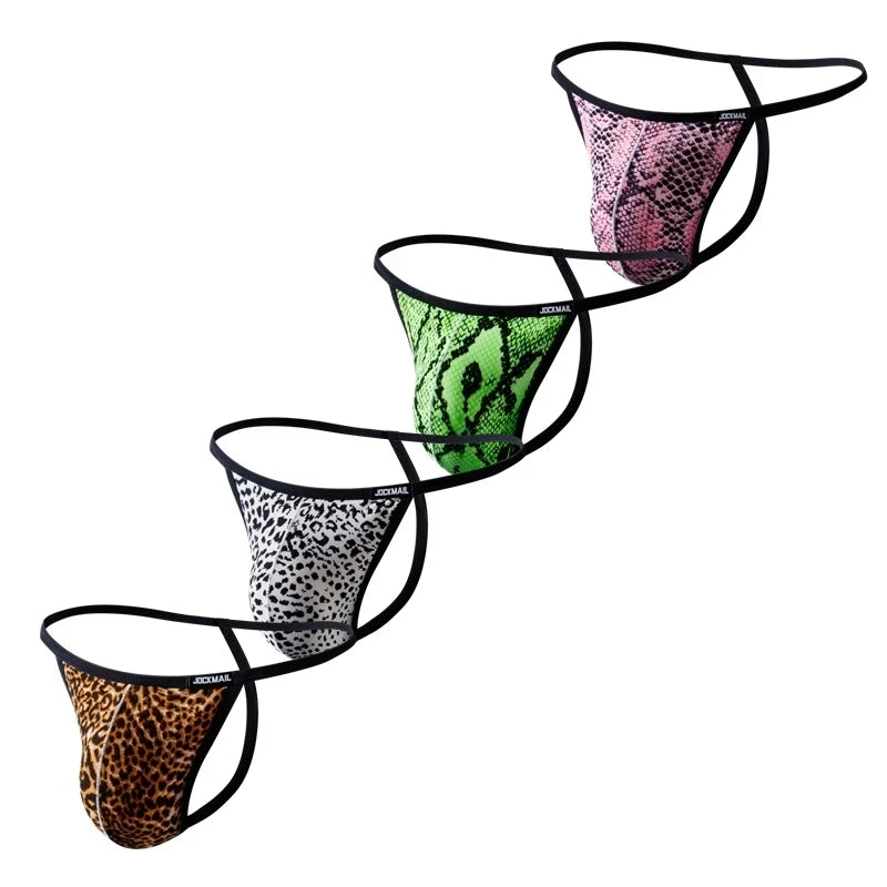 4 Piece Jockmail Animal Print G-Strings