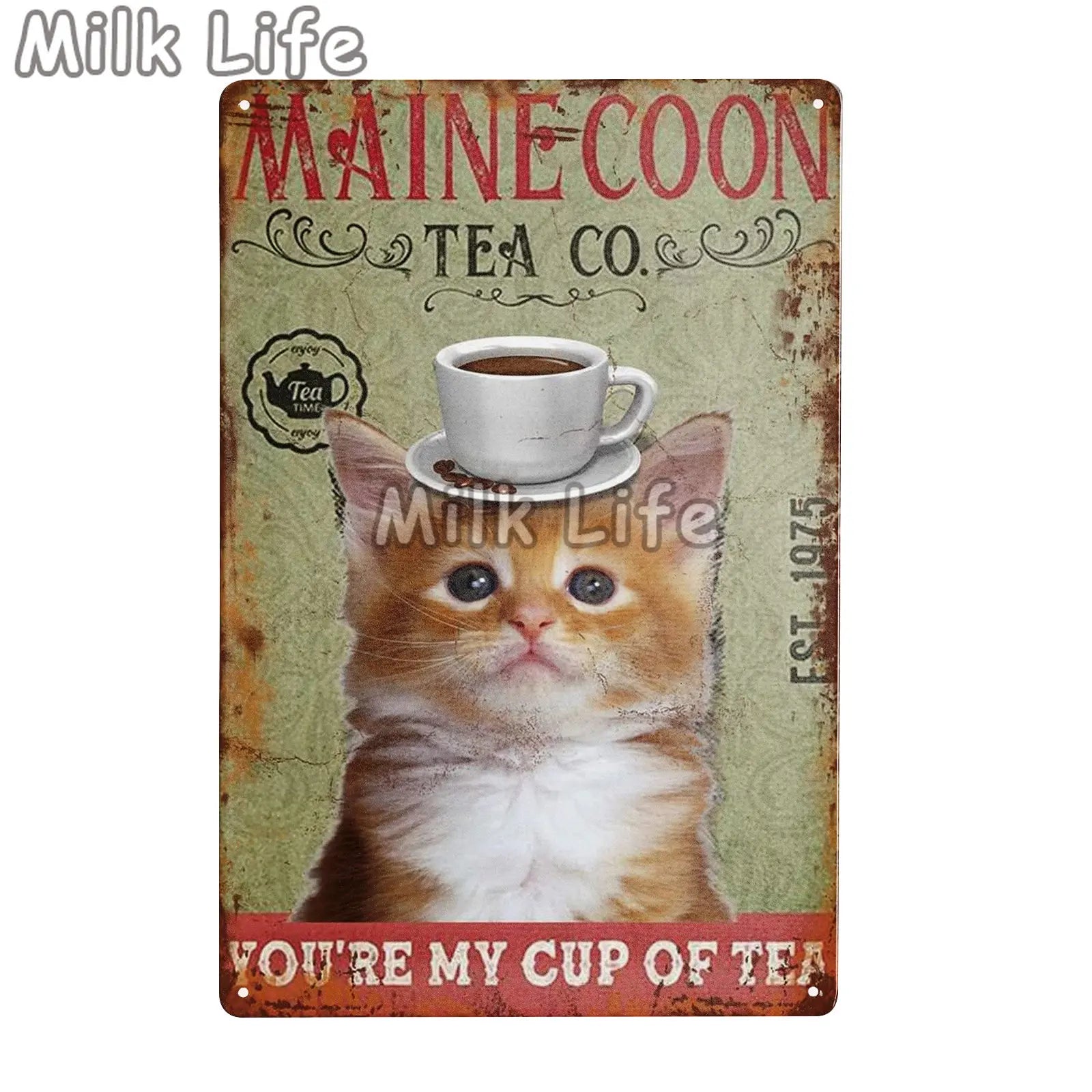 Maine Coon Cat Cafe Decoration Wall Crafts Metal Plaque