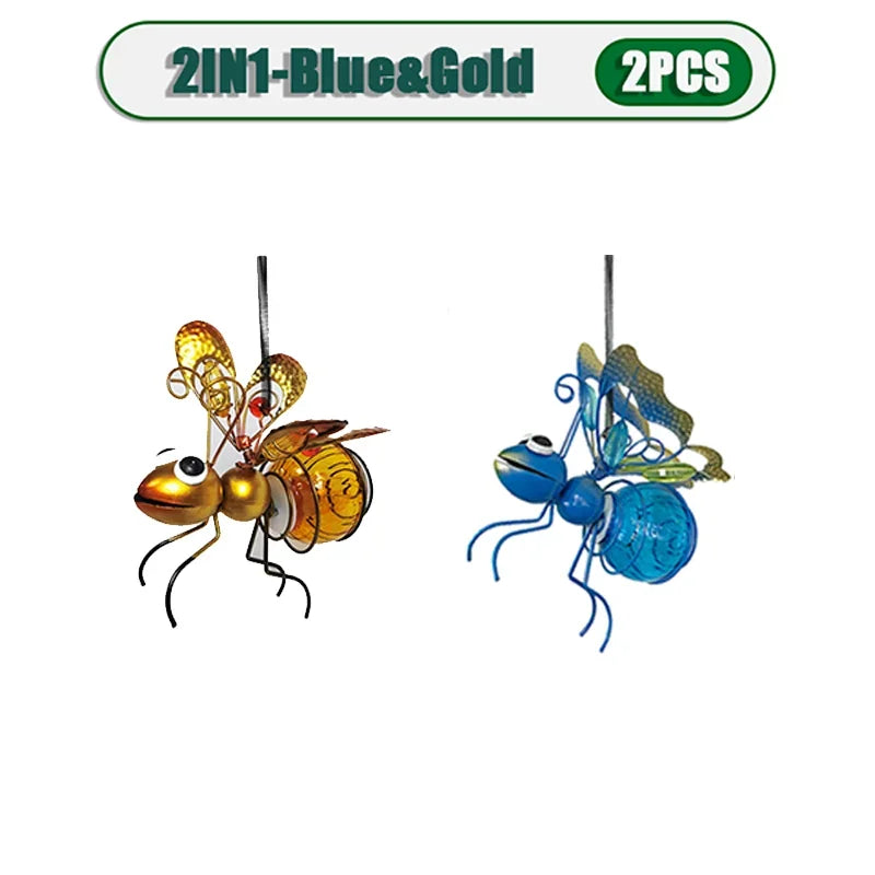 5PCS Solar-Powered Hanging Metal Ladybug Light Garden Decor Lady Sculpture with Bouncy Springs Summer Outdoor Art Decorations