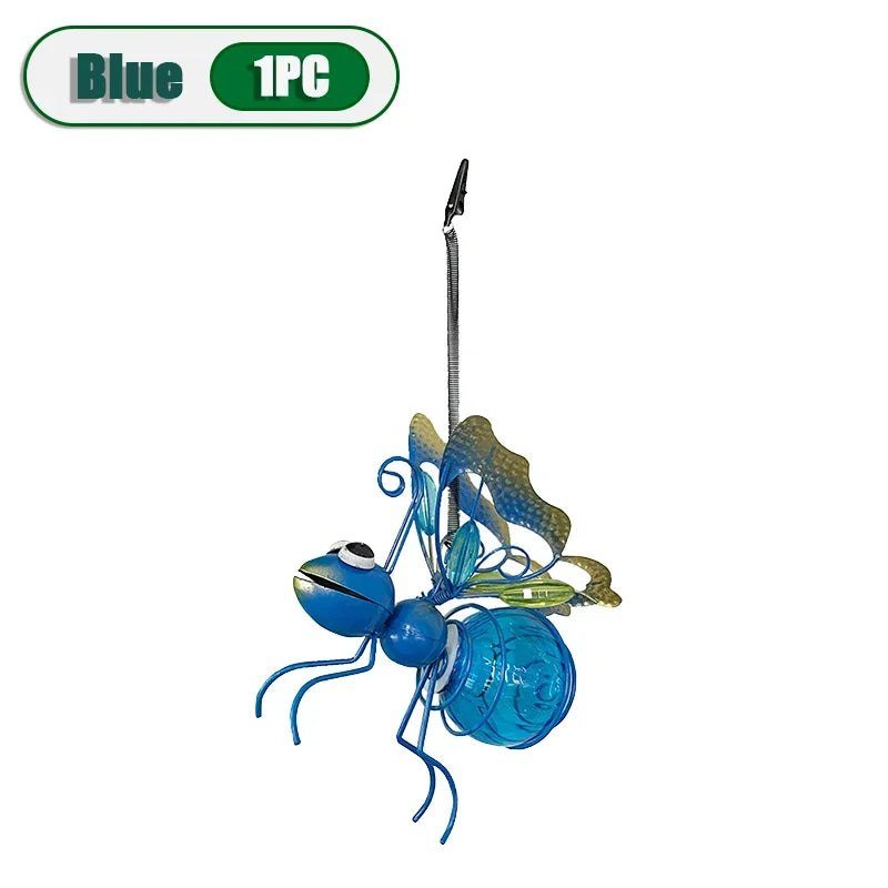 5PCS Solar-Powered Hanging Metal Ladybug Light Garden Decor Lady Sculpture with Bouncy Springs Summer Outdoor Art Decorations