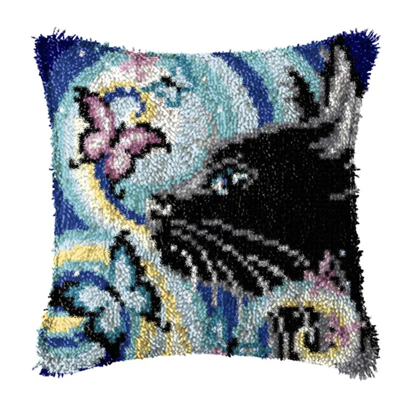 Cats Latch Hook Kits Pillow Cover