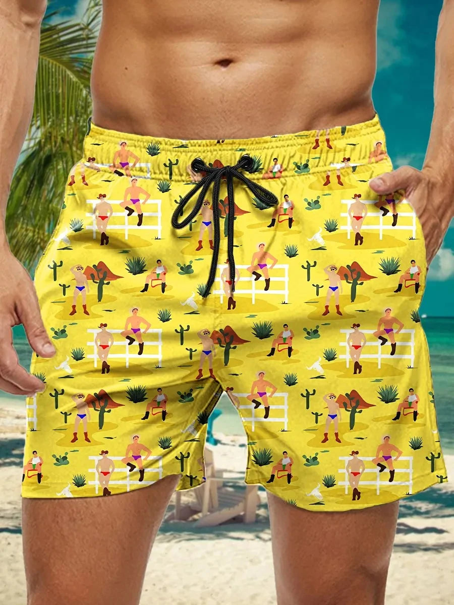 Men's Hawaiian Swim Trunks 3D Floral Print Beach Shorts Quick Dry Outdoor Leisure Sports Shorts Swimwear Fashion Men's Shorts