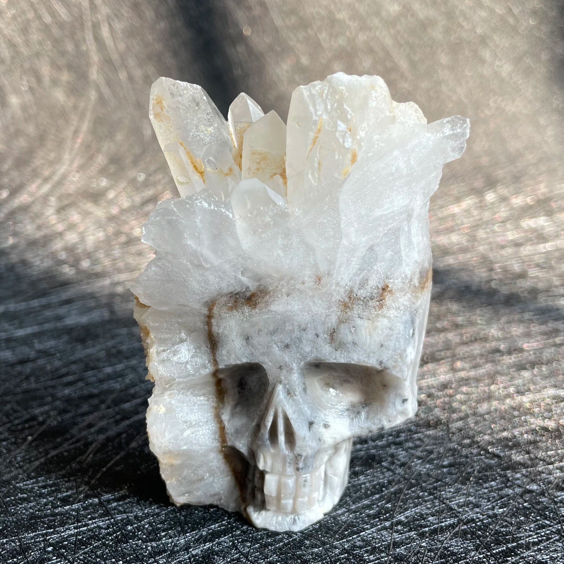 Natural Crystal Carving Skull Stone Clear Quartz Cluster Polished Rock