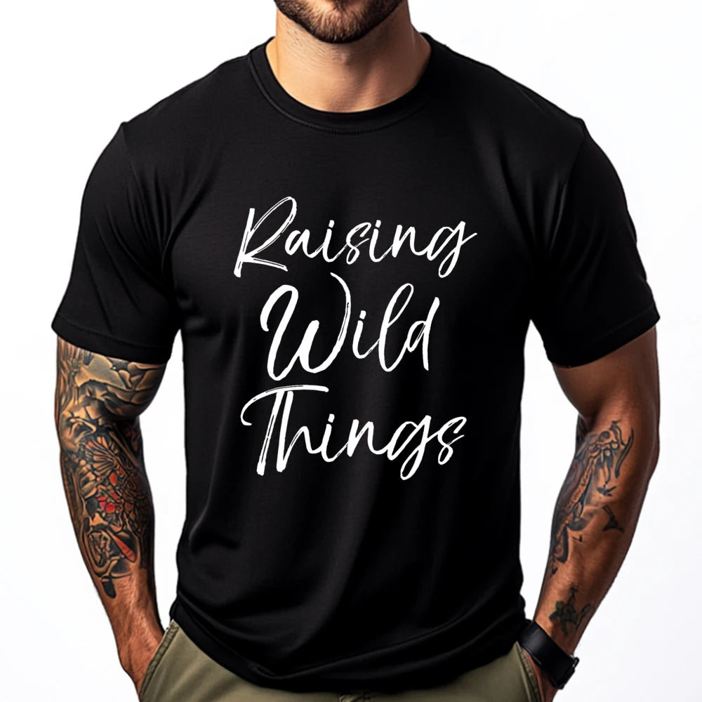 Toddler Of Mother Day Raising Wild Things Clothing Camiseta Masculina Graphic Tee Original Mens T-Shirts New Years Eve