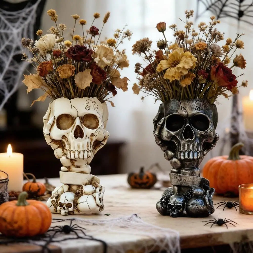 Skull Planter, Gothic Planters for Halloween Decorations Indoor/Outdoor Plants, Goth Flower Pots, Plant Pots, Skull Flower Pot