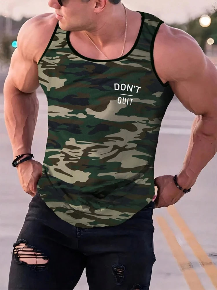 2025 3D Camouflage Printed Men's Tank Top Outdoor Sports Men's Fitness Tank Top Summer Everyday Fashion Men's Sleeveless T-shirt