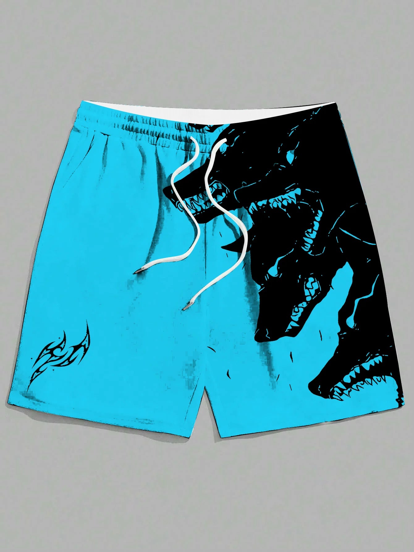 New men's summer shorts loose casual home shorts 3D printed sporty three headed wolf print Harajuku shorts Hawaii beach shorts