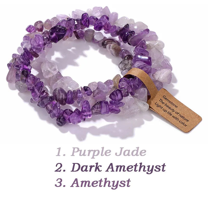 Irregular Natural Stone Bracelet Crystal Quartz Amethysts Tiger Eye Chips Gravel Beads Bracelets for Women Men Healing Jewelry