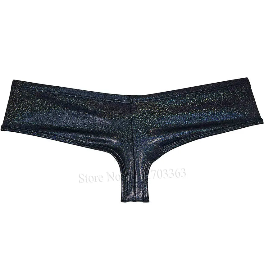 Men's Fashion Super Smooth Hot Mini Pouch Boxers Underwear Comfy Wet Look Leather Bikini Briefs Low Rise Beach Trunks Shiny Soft