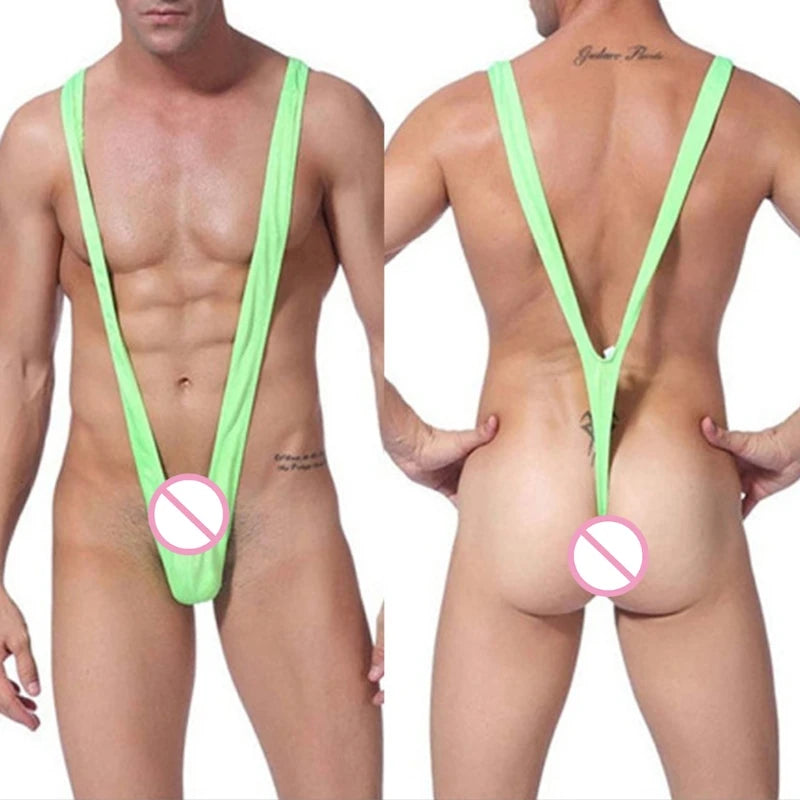 Men's Strap Underwear Sexy Leopard Print Panties Erotic Lingerie Stretchy Open Thong Body Costume Bodysuit Gay Borat Pajamas New