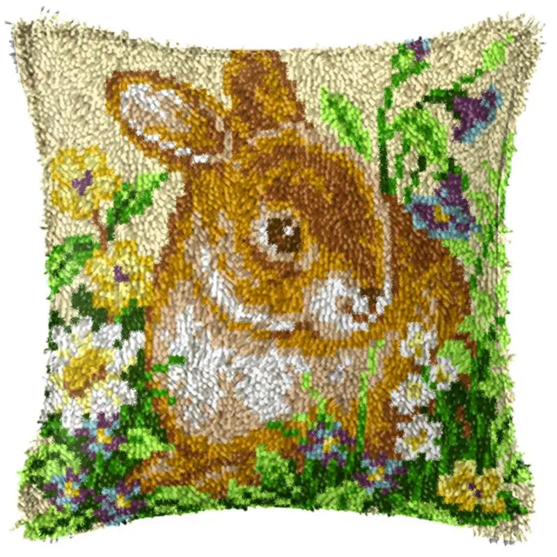 Bunny Rabbit Latch Hook Kits Pillow Cover