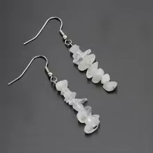 Natural Stone Chip Dangle Earrings With Sterling Silver Hooks