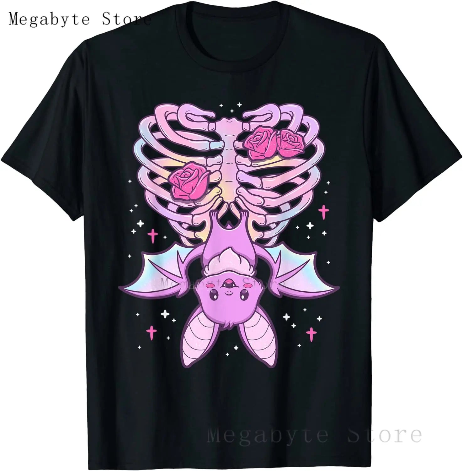Skull and Crow Goat Retro Aesthetic Pastel Goth Art T-Shirt Women Kawaii Anime Clothes Hombre Camisetas Tops Vintage Men T Shirt