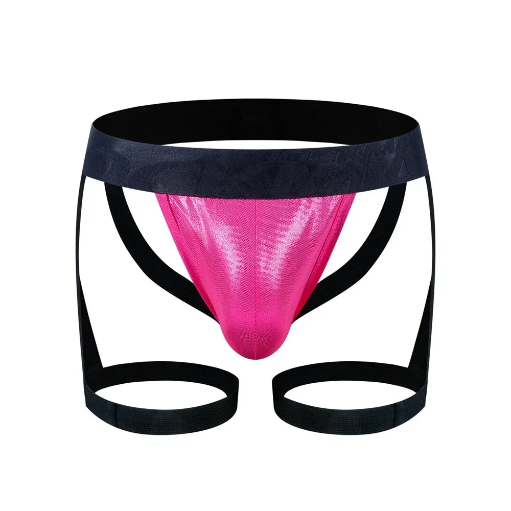 PU Men Sexy G String Thong Erotic Jockstrap Bondage Underwear Penis Pouch Strap Harness Lingerie Hollow Underpants