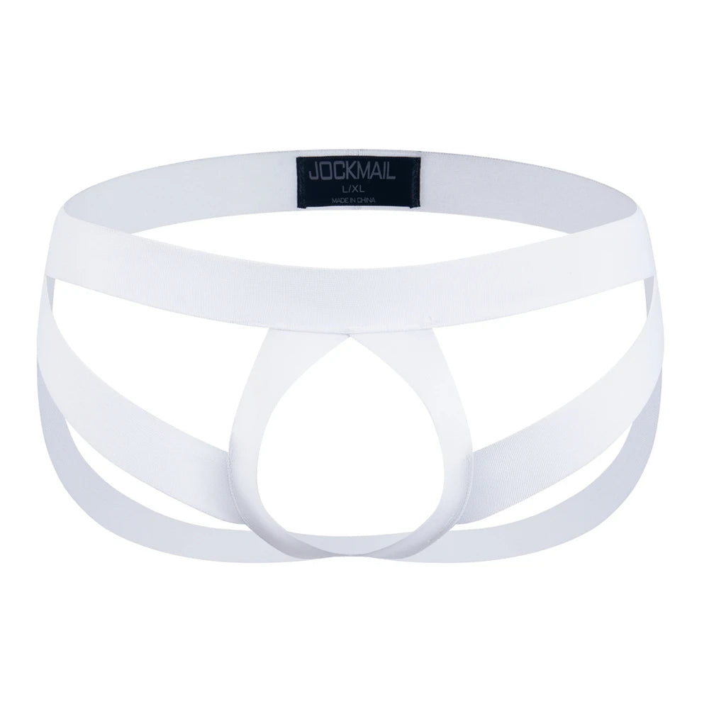 Men's Low Waist Sexy Color Block G-Strings & Thongs Cockstraps Open Back Men Jockstrap Panties Cockring Pouch Gay Underwear