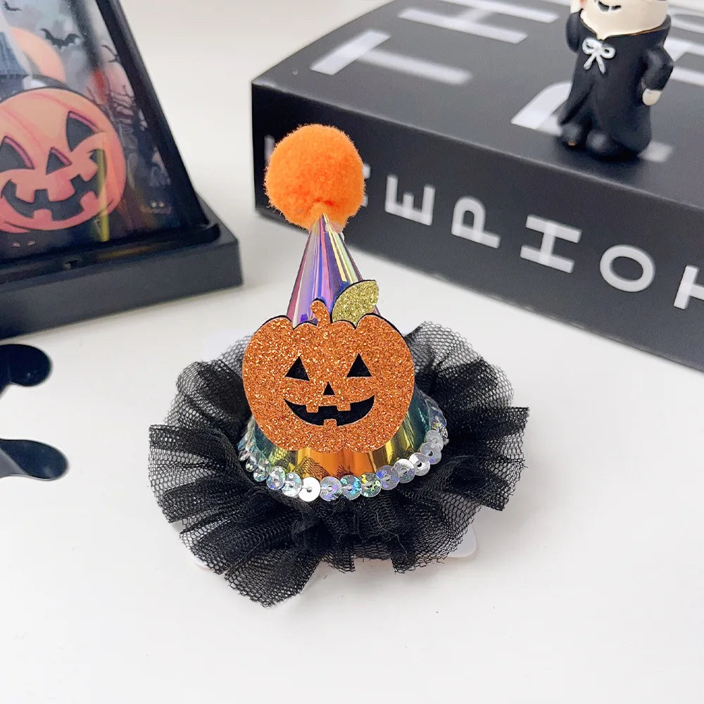 European Style Halloween Hair Clips Creative Pumpkin Ghost Bat Barrettes Themed Party Accessories Unisex