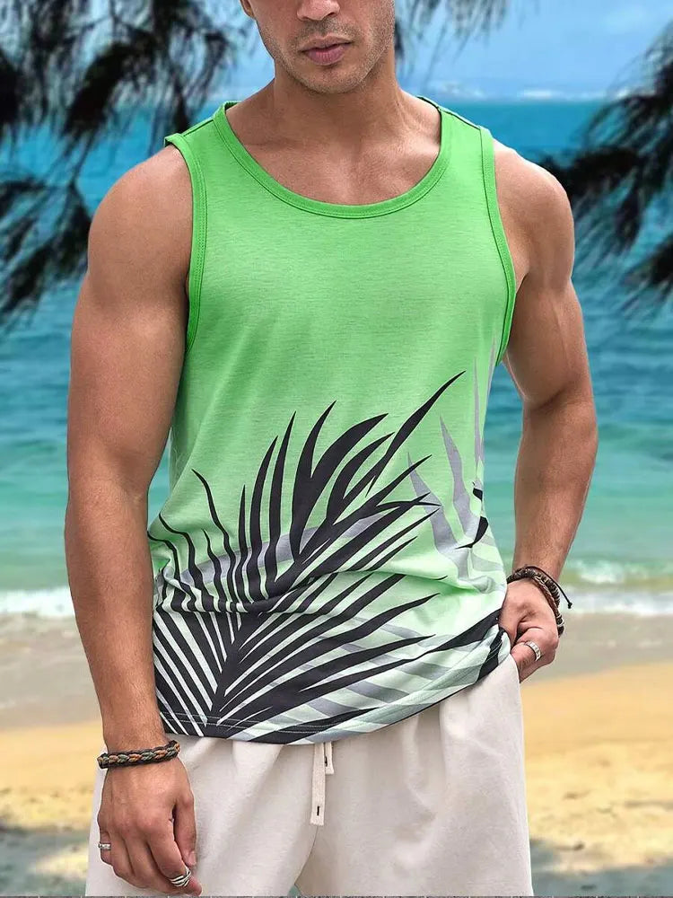 Summer Daily Men's Casualtank Top Outdoor Beach Men's Fashion Tank Top Hawaiian Men's Fashion 3D Coconut Print Sleeveless Top