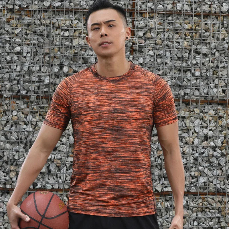 Orange Sport T-Shirts Men's Summer Short Male T-shirt's O-Neck Short Sleeve