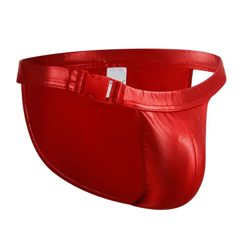 Sexy Briefs Men's Faux Leather Male Bikini Gay Men Underwear Brief Gay Sissy Bulge Pouch Panties PU Patent Leather Underpants