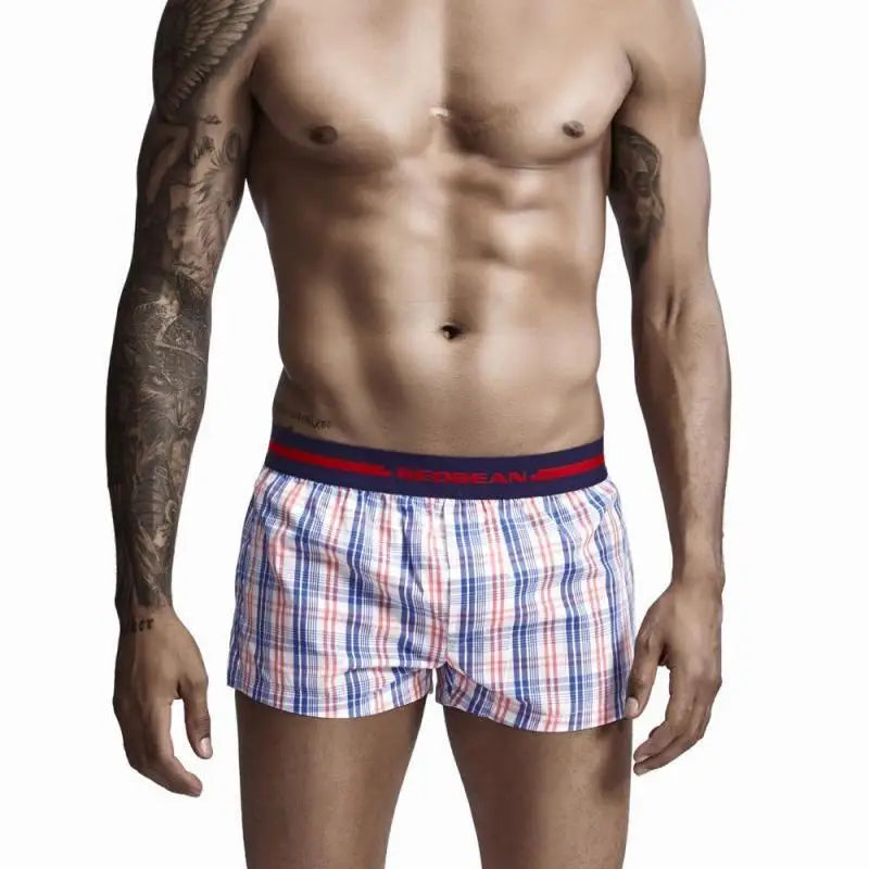 SEOBEAN Classic Plaid Mens Boxer Shorts 100% Cotton Underwear Boxershorts