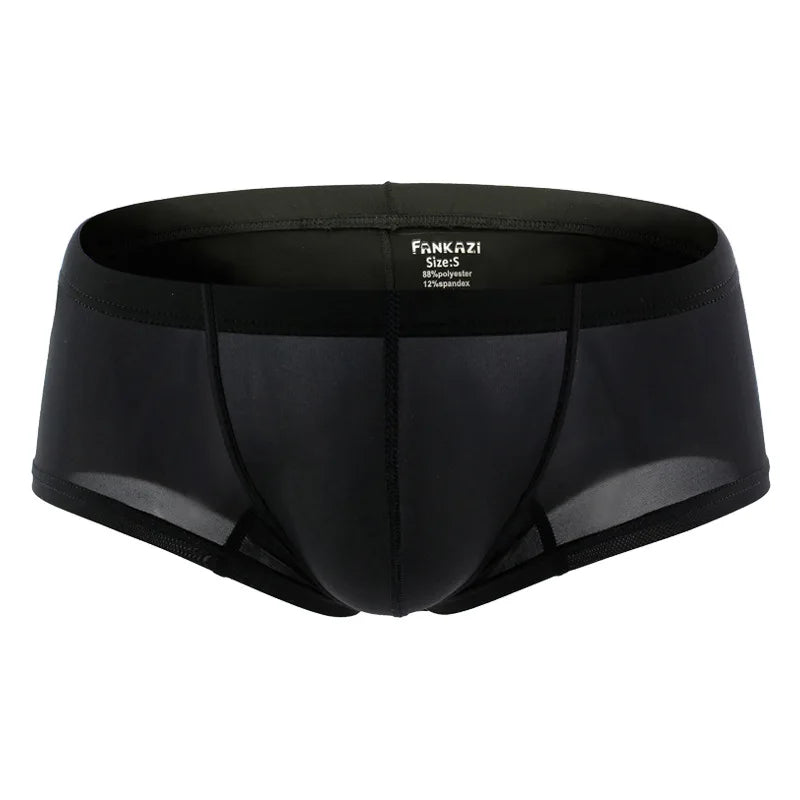 Sexy Low Rise Boxer Trunks Male Breathable Panties Mini Boxer Briefs Soft Underwear Man U Convex Bag Underpants Comfy Lingerie
