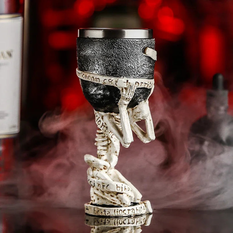 Skull Goblet Water Cup 3D Gothic Stainless Steel Creative Dragon Skeleton Design for Bar Party Home Stein Mug Halloween Gifts
