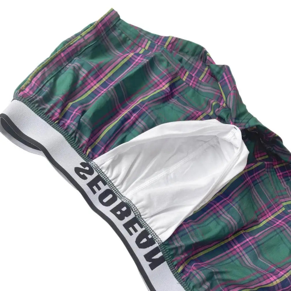 SEOBEAN Classic Plaid Mens Boxer Shorts 100% Cotton Underwear Boxershorts