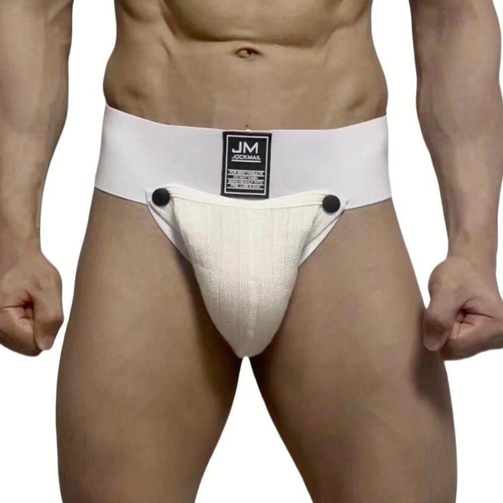 Athletic Supporters Work Out Men's Underwear Sexy Jockstrap with Woollen Removable Codpiece Big Bulge Pouch Panties Underpants