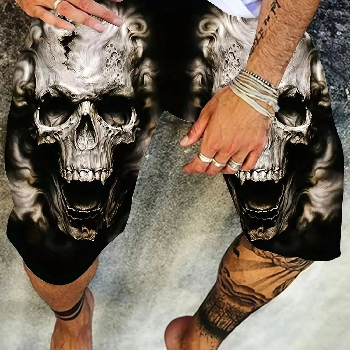 New 3D printed skull print men's sports leisure holiday travel personalized hip-hop cool shorts summer beach shorts S-5XL