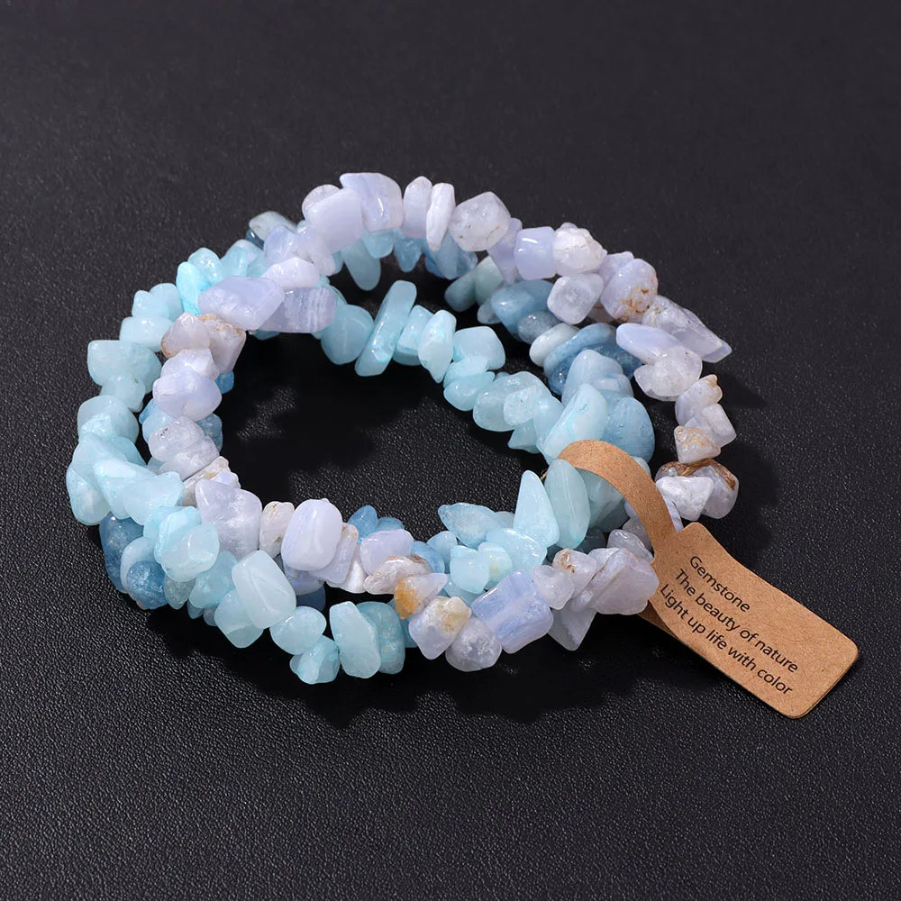 Irregular Natural Stone Bracelet Crystal Quartz Amethysts Tiger Eye Chips Gravel Beads Bracelets for Women Men Healing Jewelry