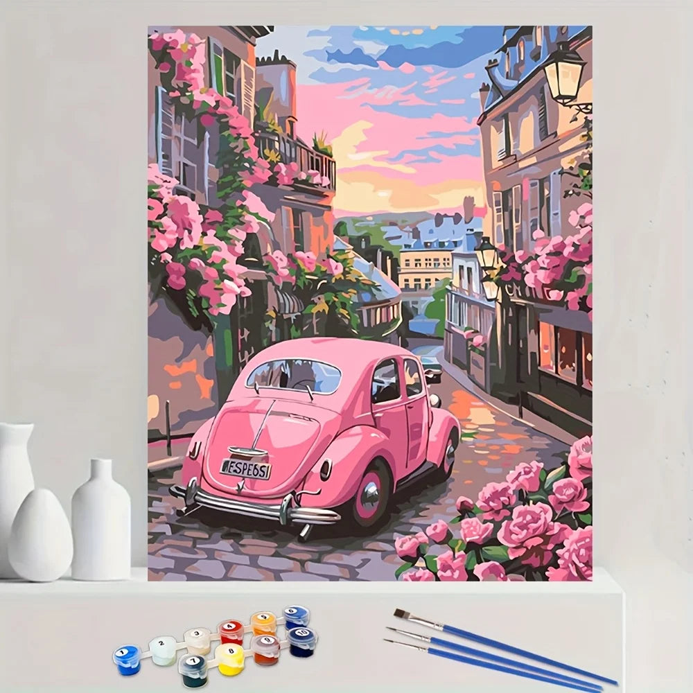 "1pc Paint by Numbers - Pink Atmosphere Art - 15.75x19.69in - Elegant Home Decor for Every Space - HAMLET"