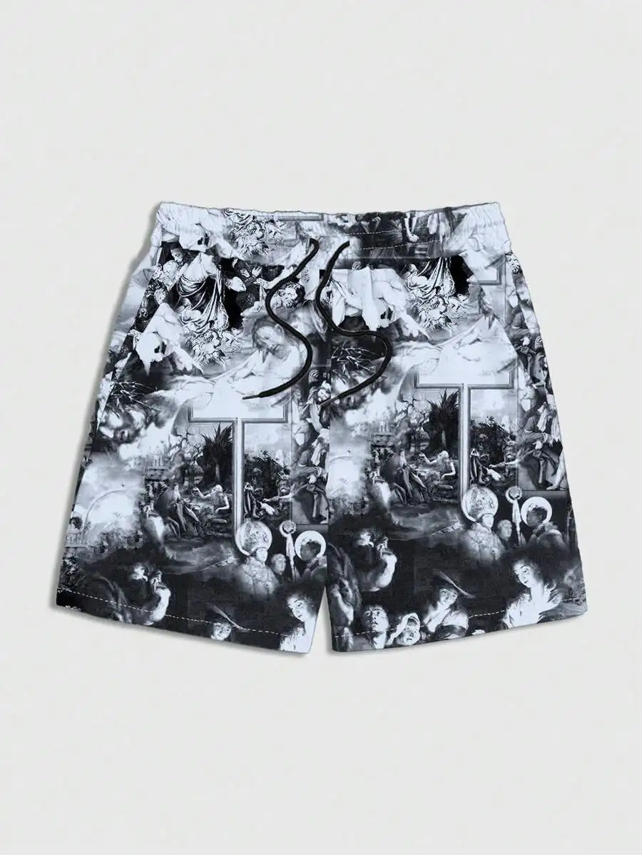 New Men's Summer Shorts Loose Luxury Shorts 3D Printing Leisure Art Painting Printing Harajuku Shorts Sports Quick Drying Shorts