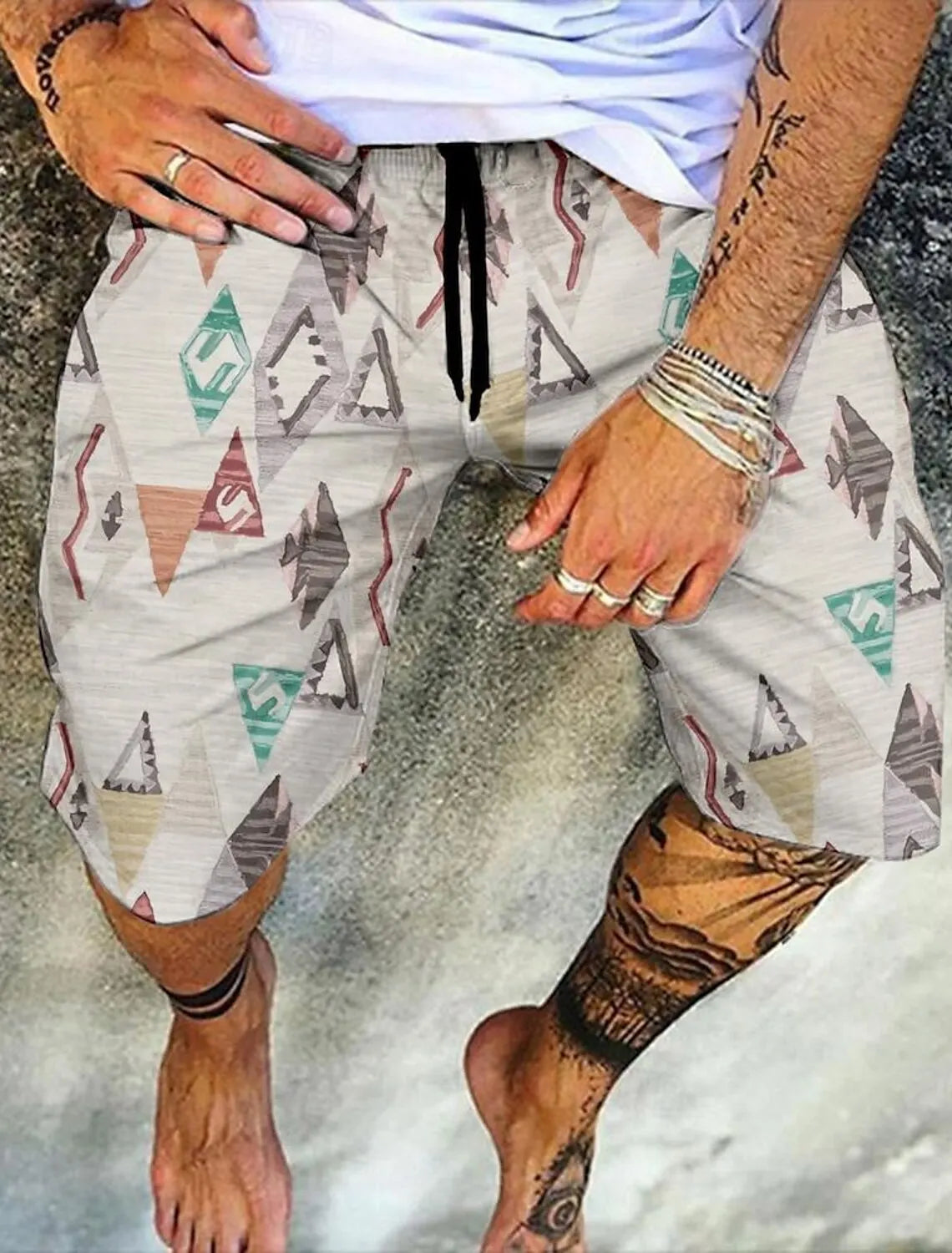 Men's Retro Swim Trunks 3D Ethnic Style Printed Beach Shorts Quick Dry Outdoor Leisure Sports Shorts Swimwear Men's Shorts