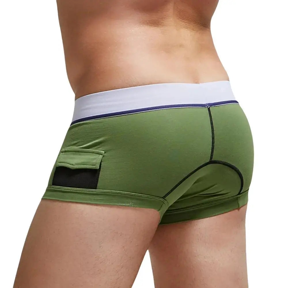 SUPERBODY Men's Boxer Shorts Cotton Solid Sexy Underwear U convex Pouch Boxers Briefs Pocket Decorative Male Panties