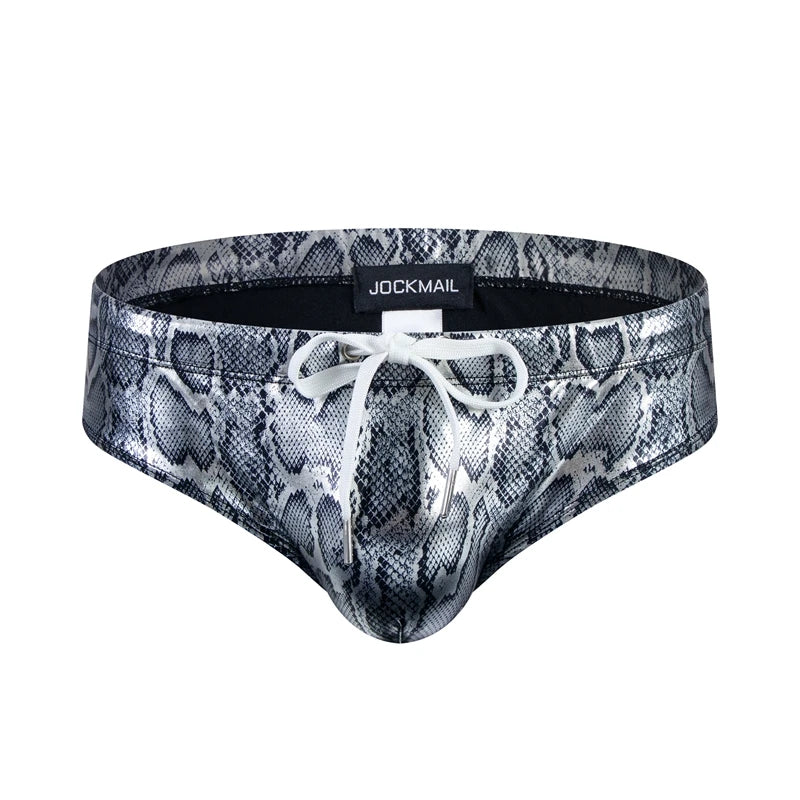 Push Up Padded Swimwear Men Swimsuit Shorts Mens Bikini Briefs Summer Trunk Swim Suit Sunga Slip Beach Shorts Snakeskin Print
