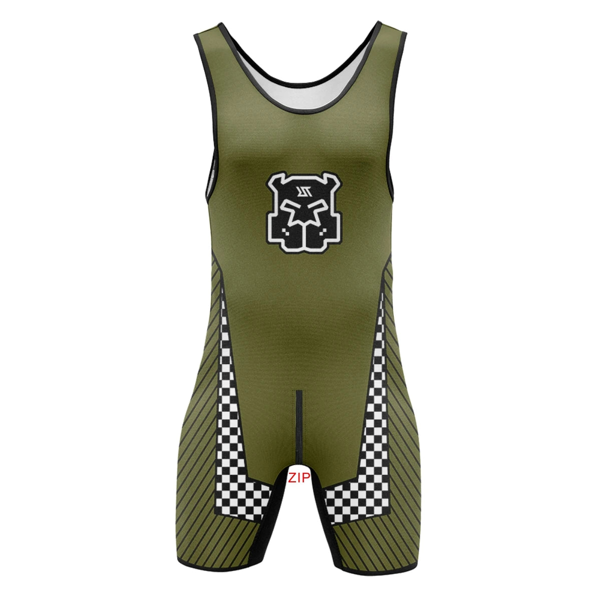 Men’s Zip-Front & Back Wrestling Singlet – Sleeveless Compression Bodysuit | Breathable Stretch Fit | Powerlifting, Gym & Performance One-Piece