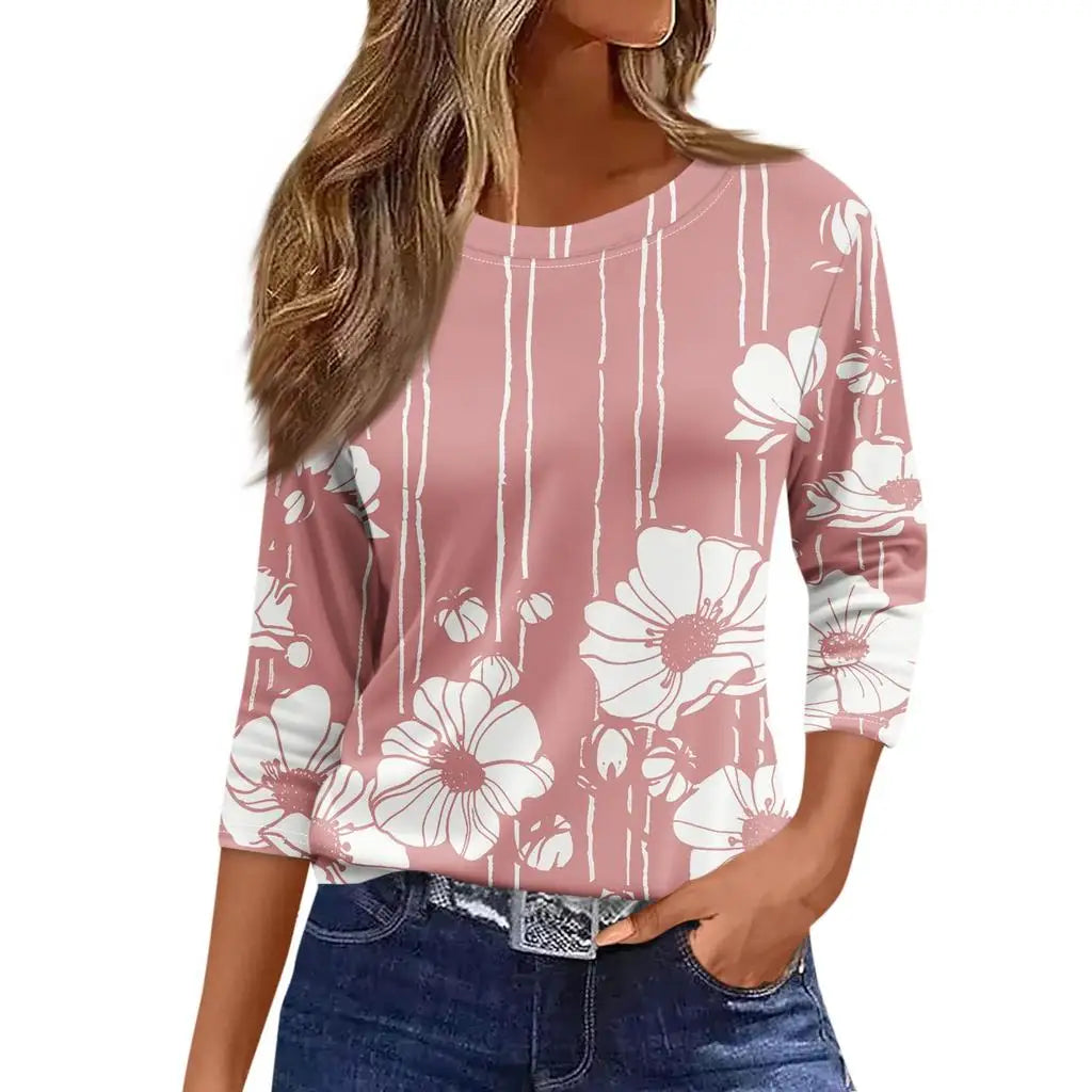 2024 New Women's Sweatshirt Designer Round Neck Long Sleeve Loose Casual Autumn Fashion Floral Fun Pattern Print Tops