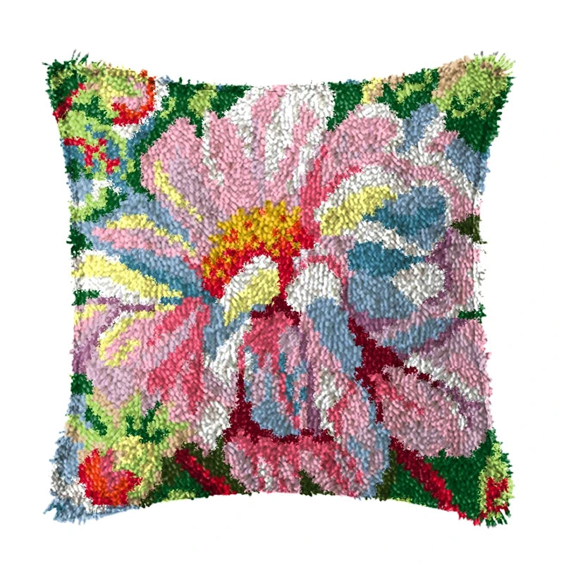 Flower Latch Hook Kit Cute Knooppakket Kussen Knopen Pillow Button Smyrna Knooppakket Needlework Button Packagek Linkhaak Kussen