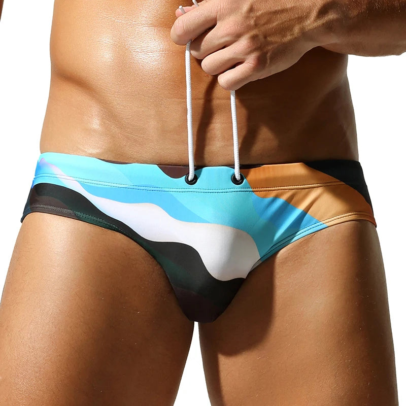 SEOBEAN Men's Swim Shorts Low-Waist Quick-Dry