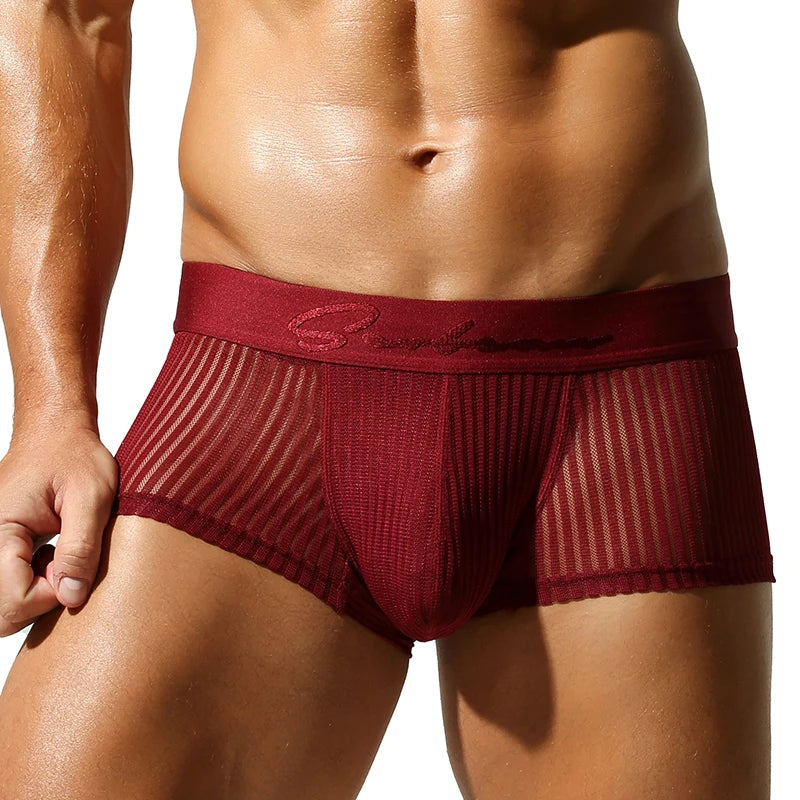 SEOBEAN New Men's translucent Boxer Brief Underwear Comfortable polyester Boxer Shorts for Men