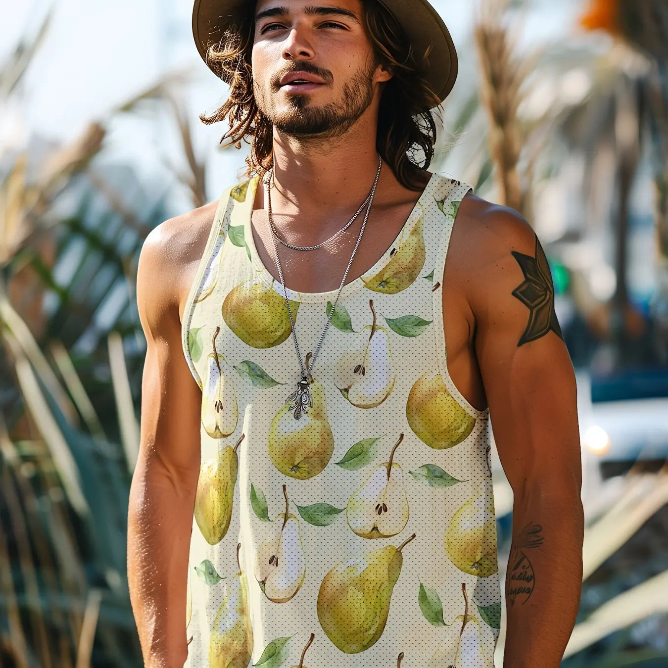 Summer Men's Vest Retro Totem Printed Round Neck Clothing Sleeveless T-shirt Printed Large Size Daily Sports Fitness Running Top
