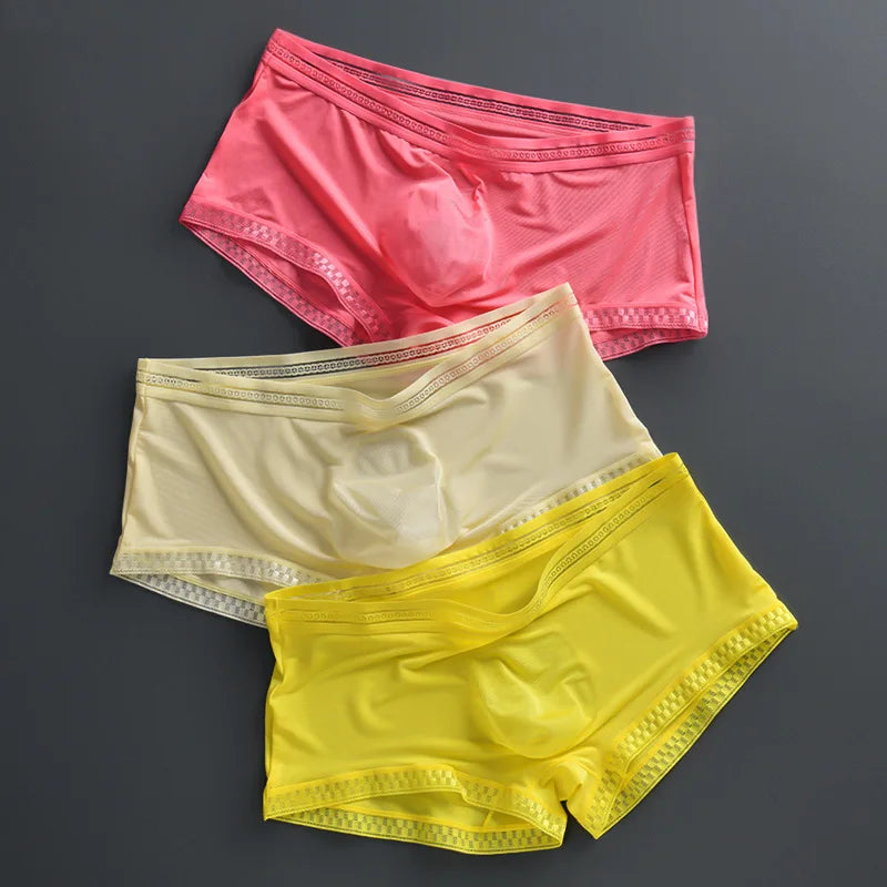 Men's Ice Silk Boxer Pants Breathable Panties Sexy Transparent Ultra-thin Underwear Breathable Comfortable Underpants