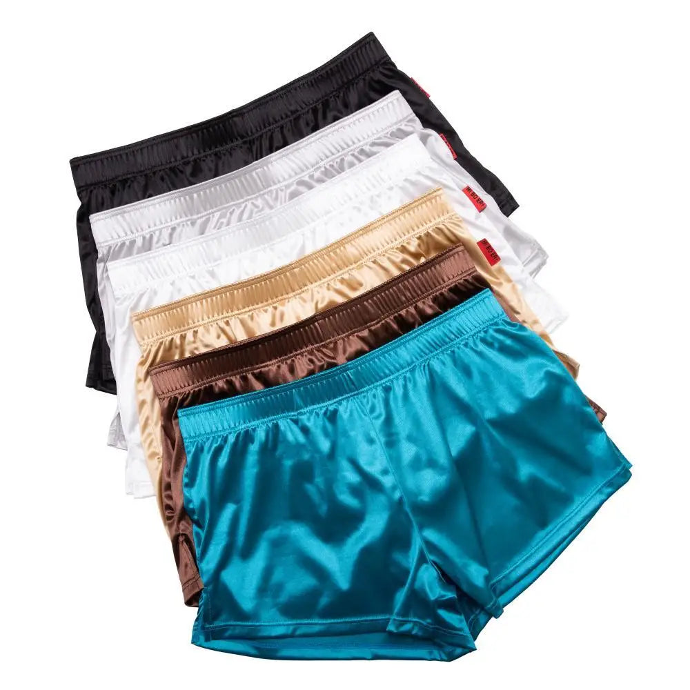 Mens Pajamas Shorts Homewear Smooth Silky Underwear Men Sleep Bottoms Loungewear Boxer Shorts Men Underpants Boxers