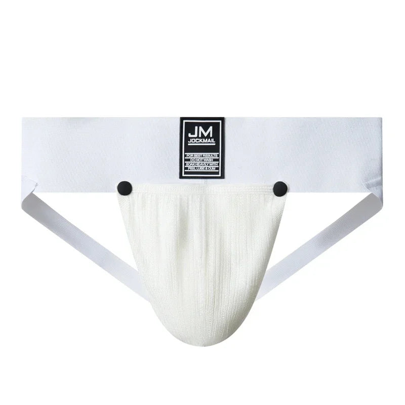 Athletic Supporters Work Out Men's Underwear Sexy Jockstrap with Woollen Removable Codpiece Big Bulge Pouch Panties Underpants