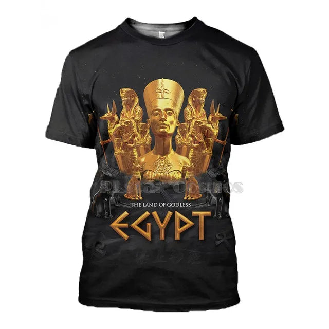 Men's Egyptian Totem 3D Printed T Shirt Summer Funny Retro Mystery Ancient Horus Harajuku Short Sleeve Streetwear