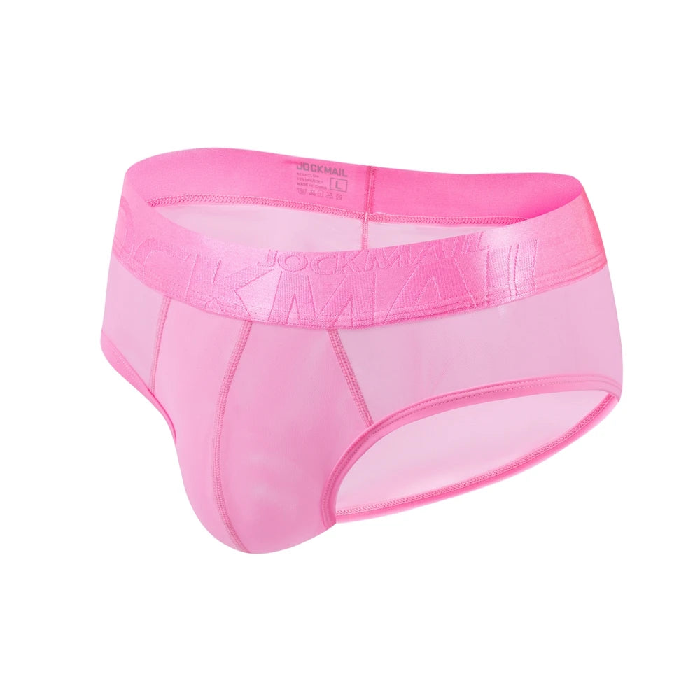 Breathable Mens Slip Bikini Jockstrap Briefs Mens Panties Sexy Transparent Mesh Ice Silk Men Underwear Sissy Men Underpants