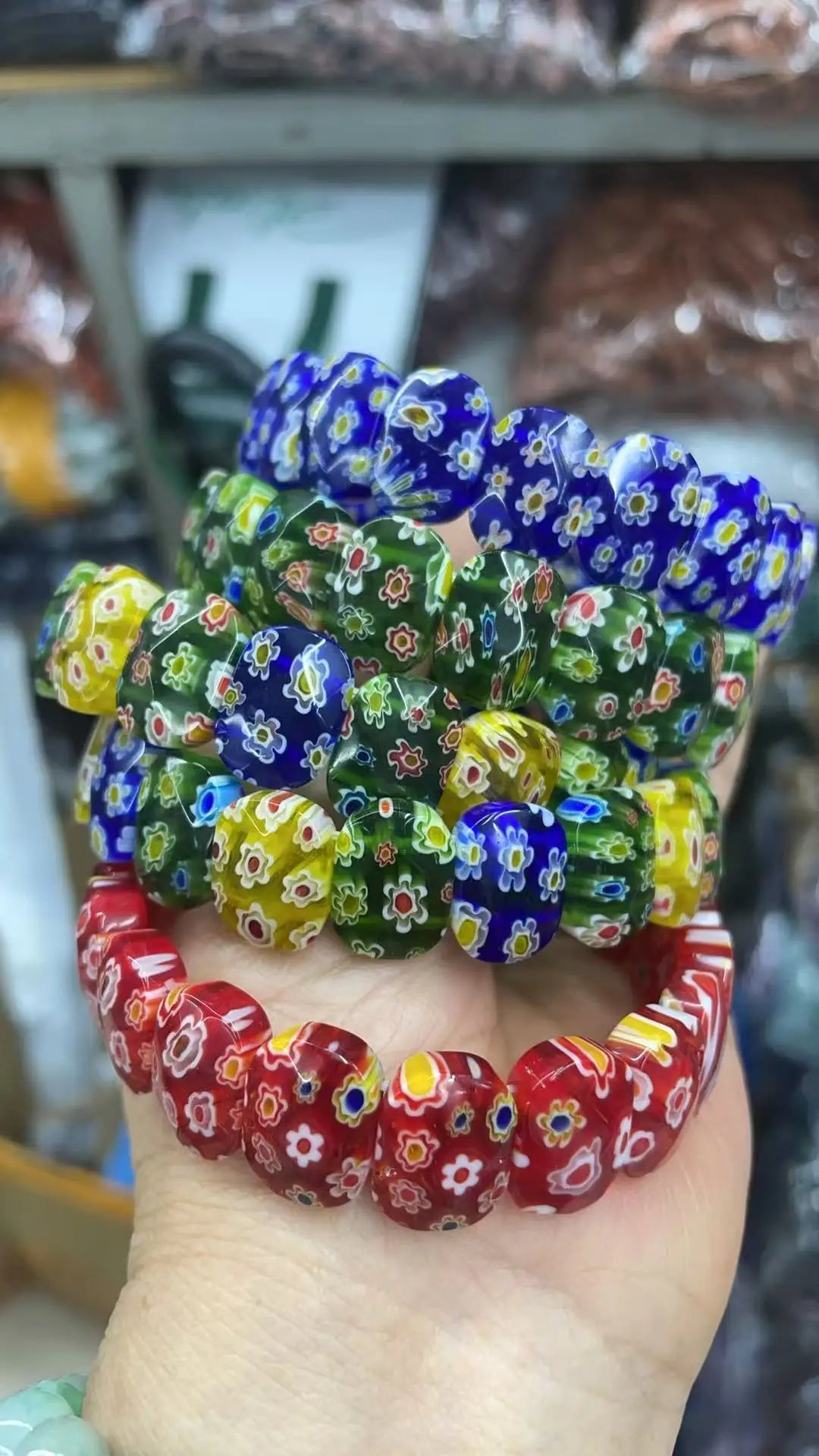 11X15MM Fashion Millefiori Glass Muran Floral Ellipse Lampwork Colour Flower Bracelet For Women Party Gift Cheap Items