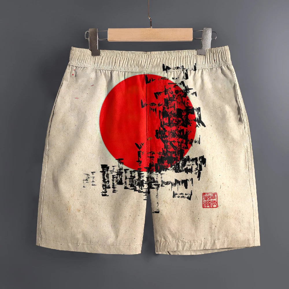Men's Hawaiian 3D Japanese Pattern Beach Shorts Quick Dry Outdoor Leisure Sports Shorts Fashion Men's Shorts