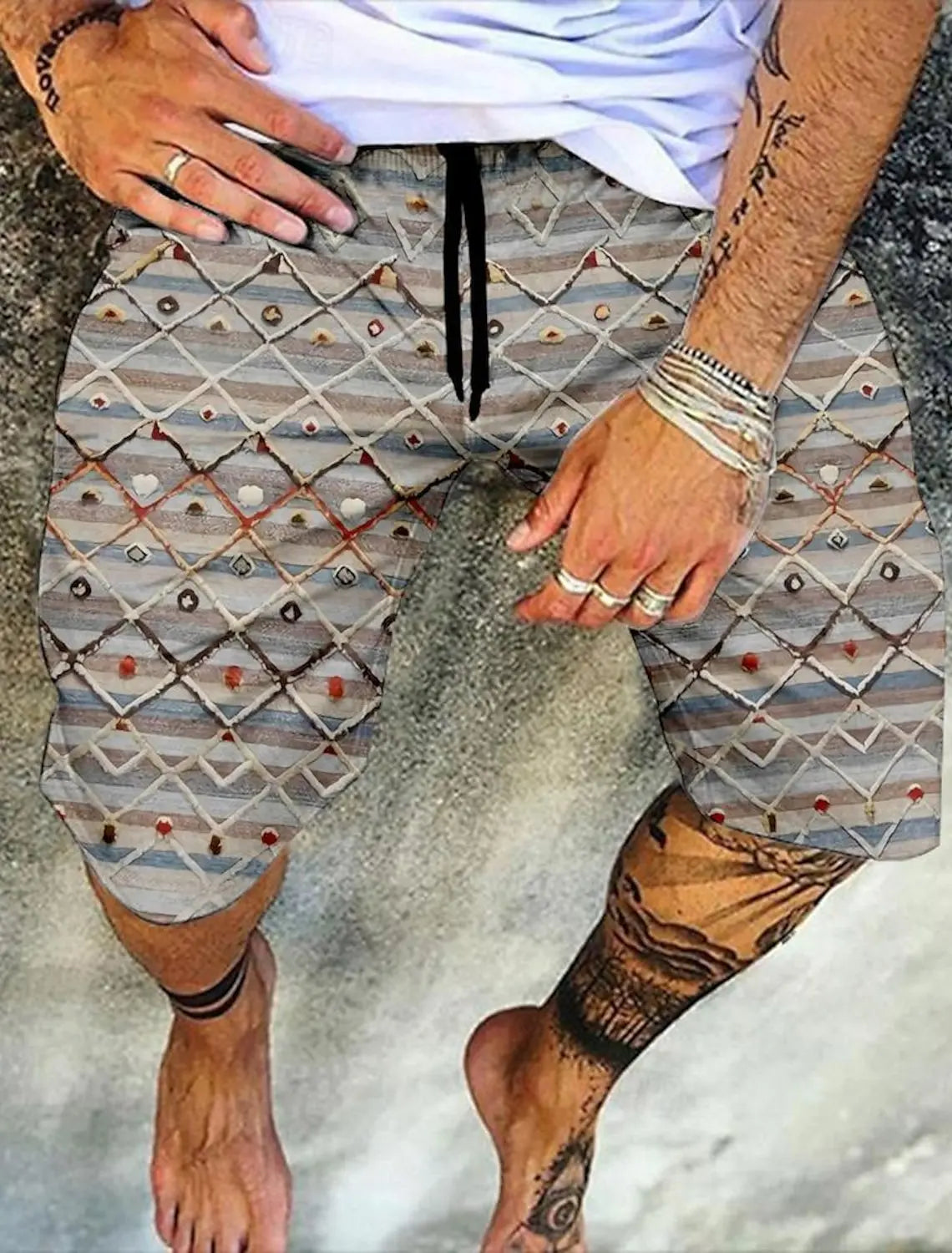 Men's Retro Swim Trunks 3D Ethnic Style Printed Beach Shorts Quick Dry Outdoor Leisure Sports Shorts Swimwear Men's Shorts